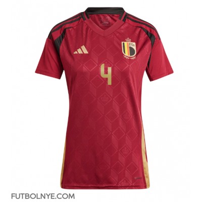 Camiseta Bélgica Wout Faes #4 Primera Equipación para mujer Eurocopa 2024 manga corta Camiseta Bélgica Wout Faes #4 Primera Equipación para mujer Eurocopa 2024 manga corta